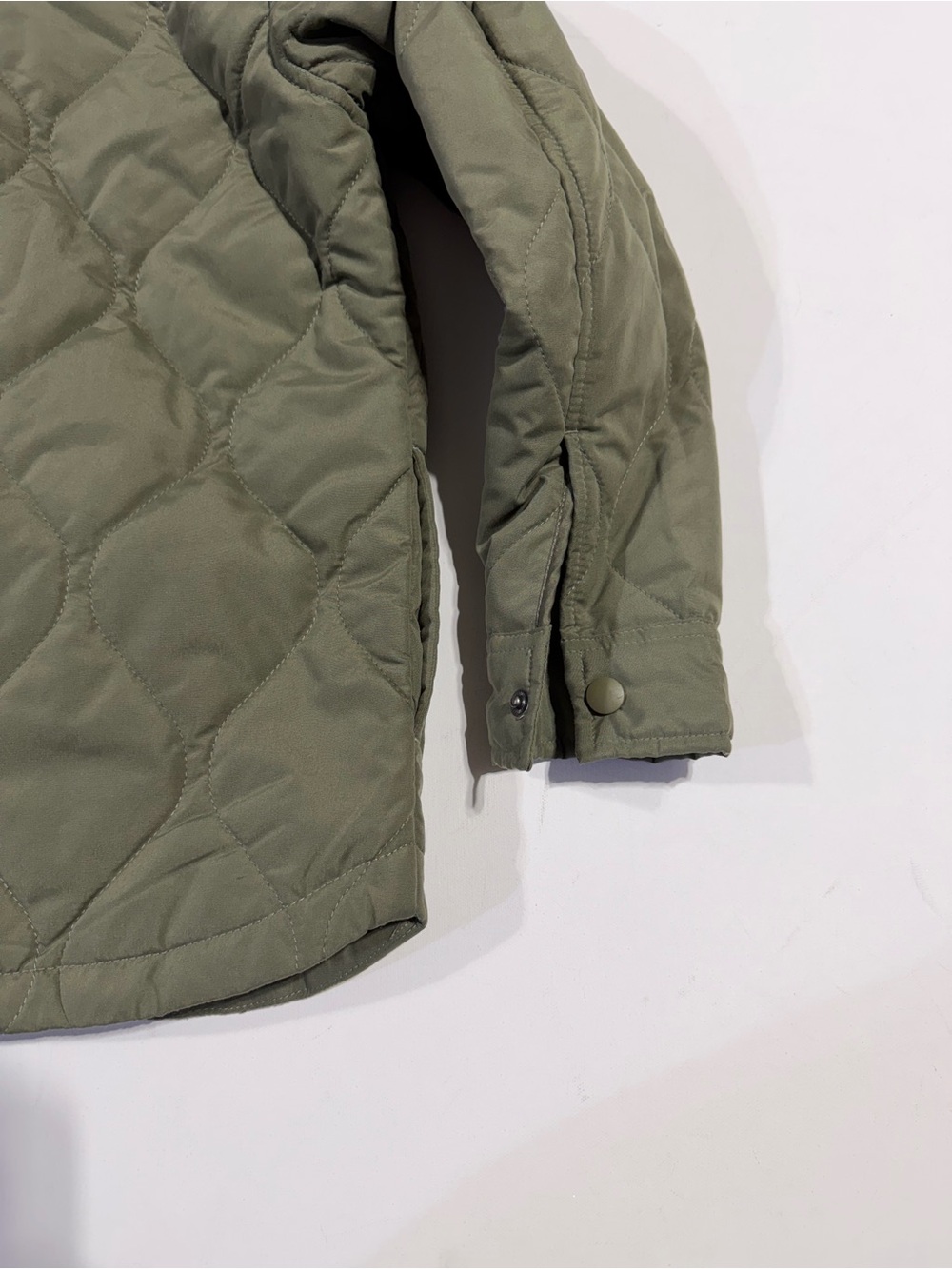 Old Navy Olive Green Quilted Jacket with Gray Hood - Picture 5 of 5